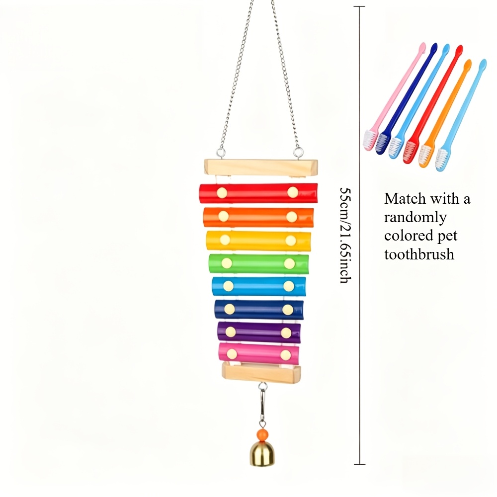 Chicken Xylophone Toy | Hens Parrots Hanging Wooden Pecking Xylophone Coop | Toys, Swing Ladder Toys, With 1pc Random Colored Pet Toothbrush