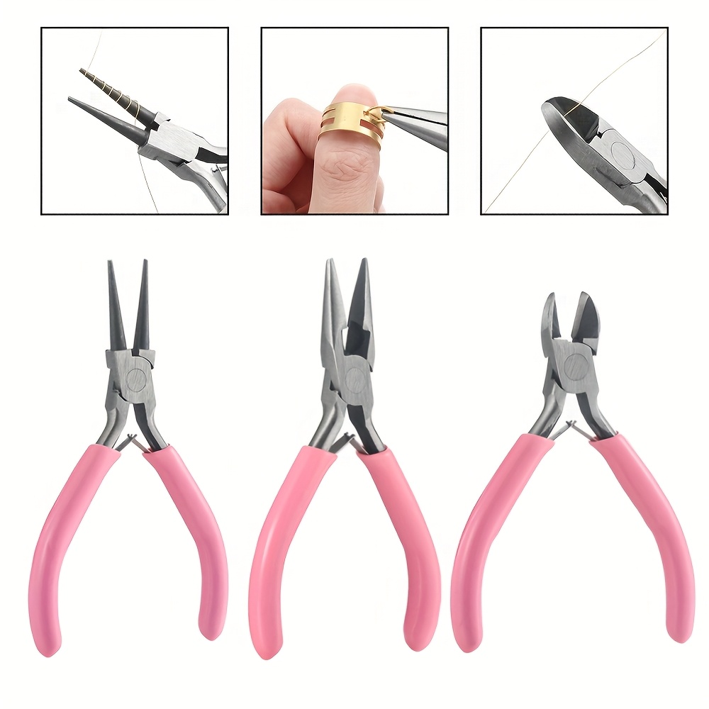 

3pcs/set Stainless Steel Pliers Set Mouth Pliers Round Nose Pliers Sharp Nose Pliers Jewelry Making Kit