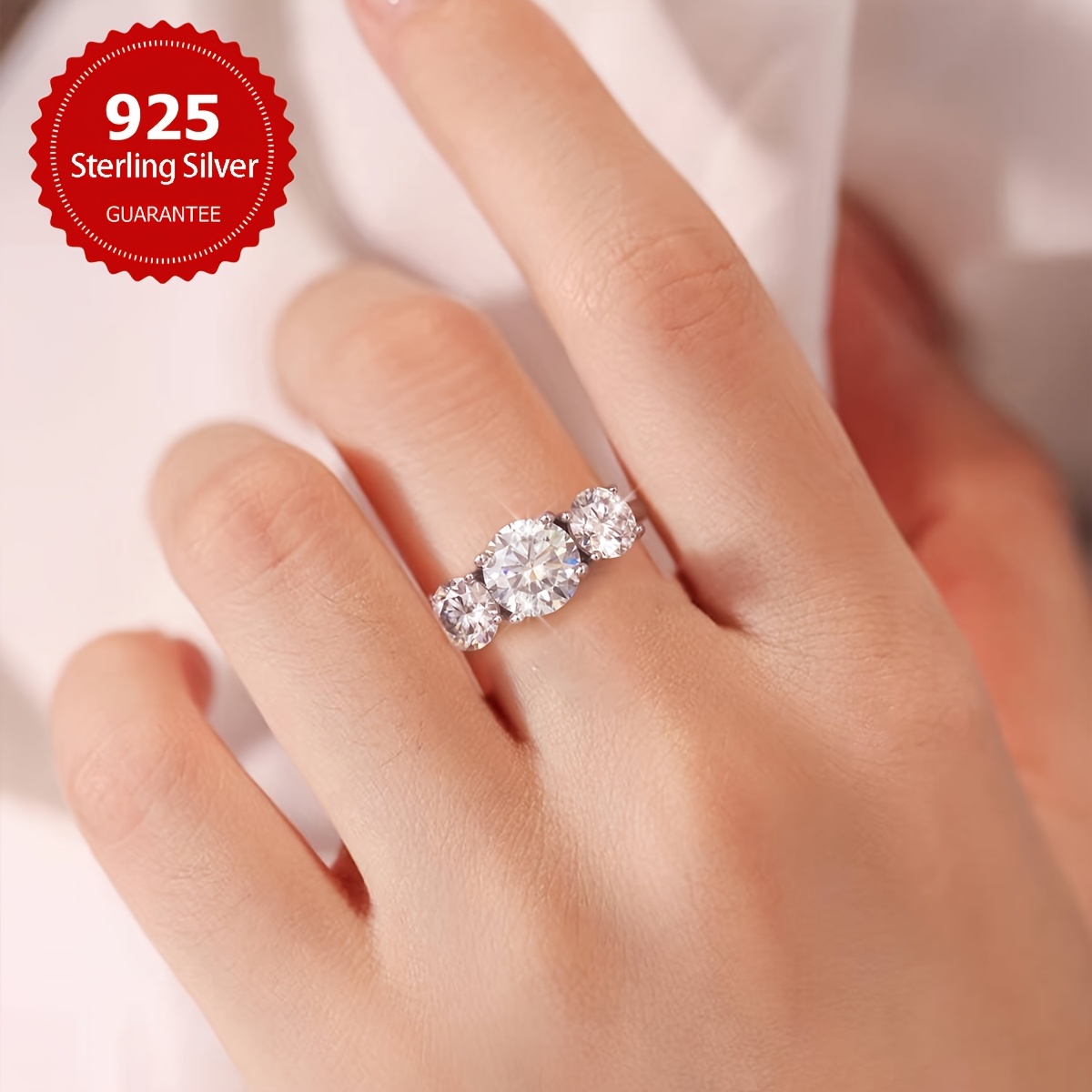 2CT Moissanite Sparkle Eternity Ring s925 Sterling Silver Hypoallergenic