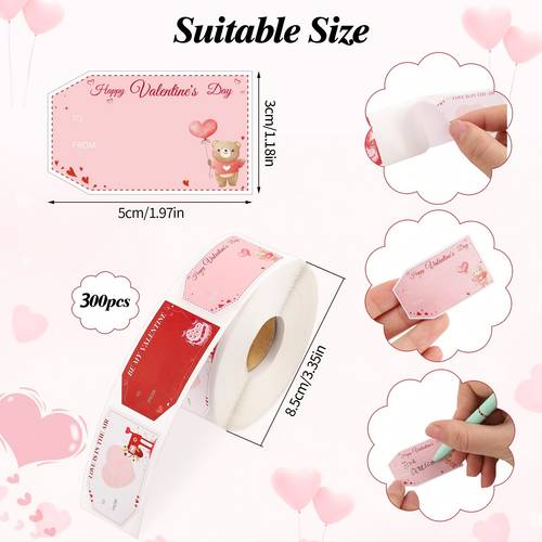 300pcs roll valentines day self gift label stickers written blank greeting card business packaging stickers