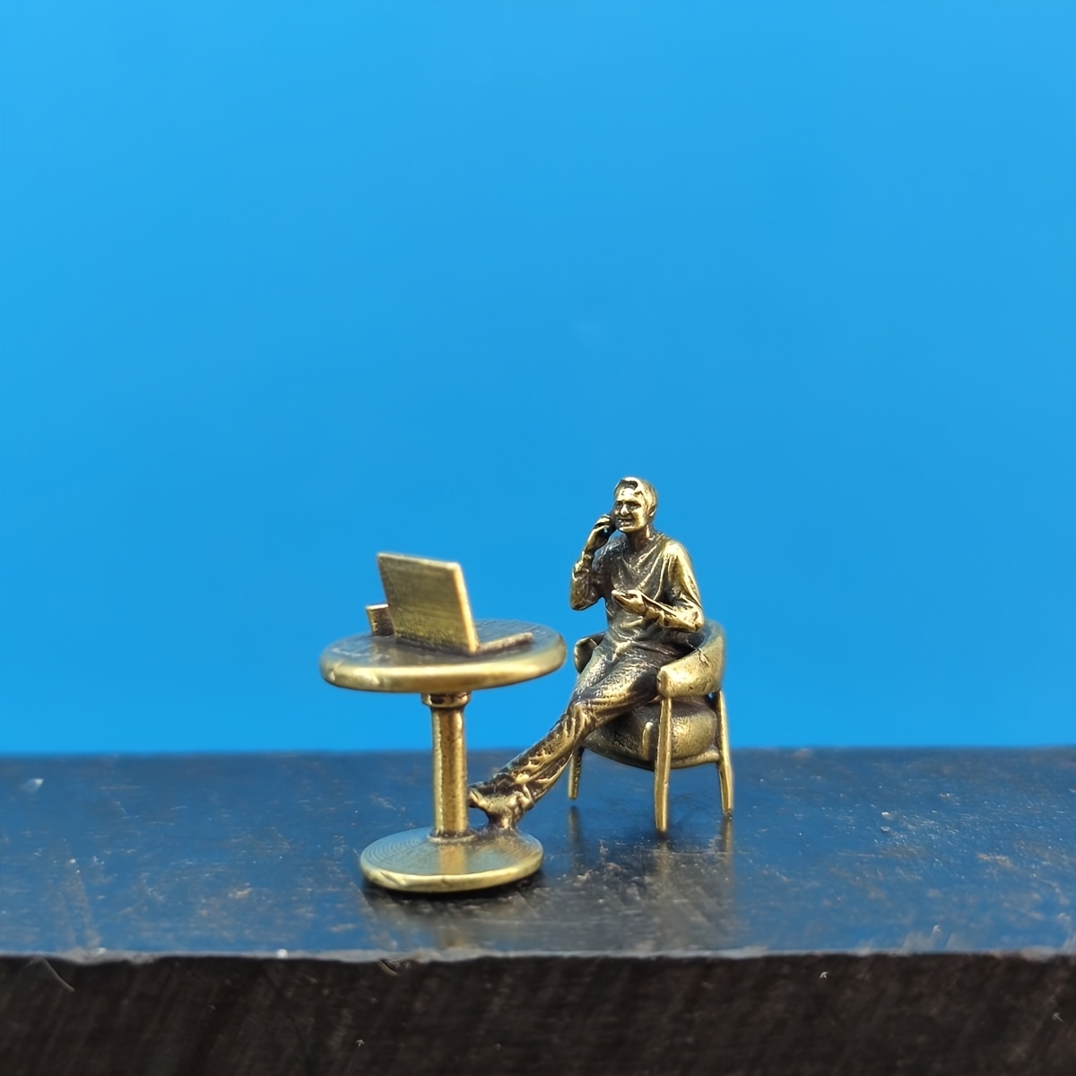 TEMU Brass Scale Work Casual Negotiation Figure Scene Micro Model Cafe Restaurant Decoration Figurine, Miniature Statue Collectible, Micro Sand Table
