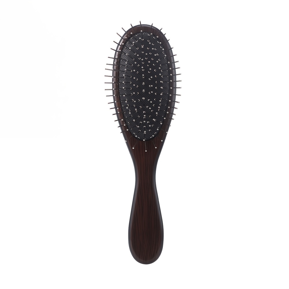 TEMU 1pc Wood Grain Steel Needle Comb, Hairdressing Comb Scalp Massage Comb Anti-static Hairdressing Comb, Wet And Dry Use, Soft Bristle Detangling