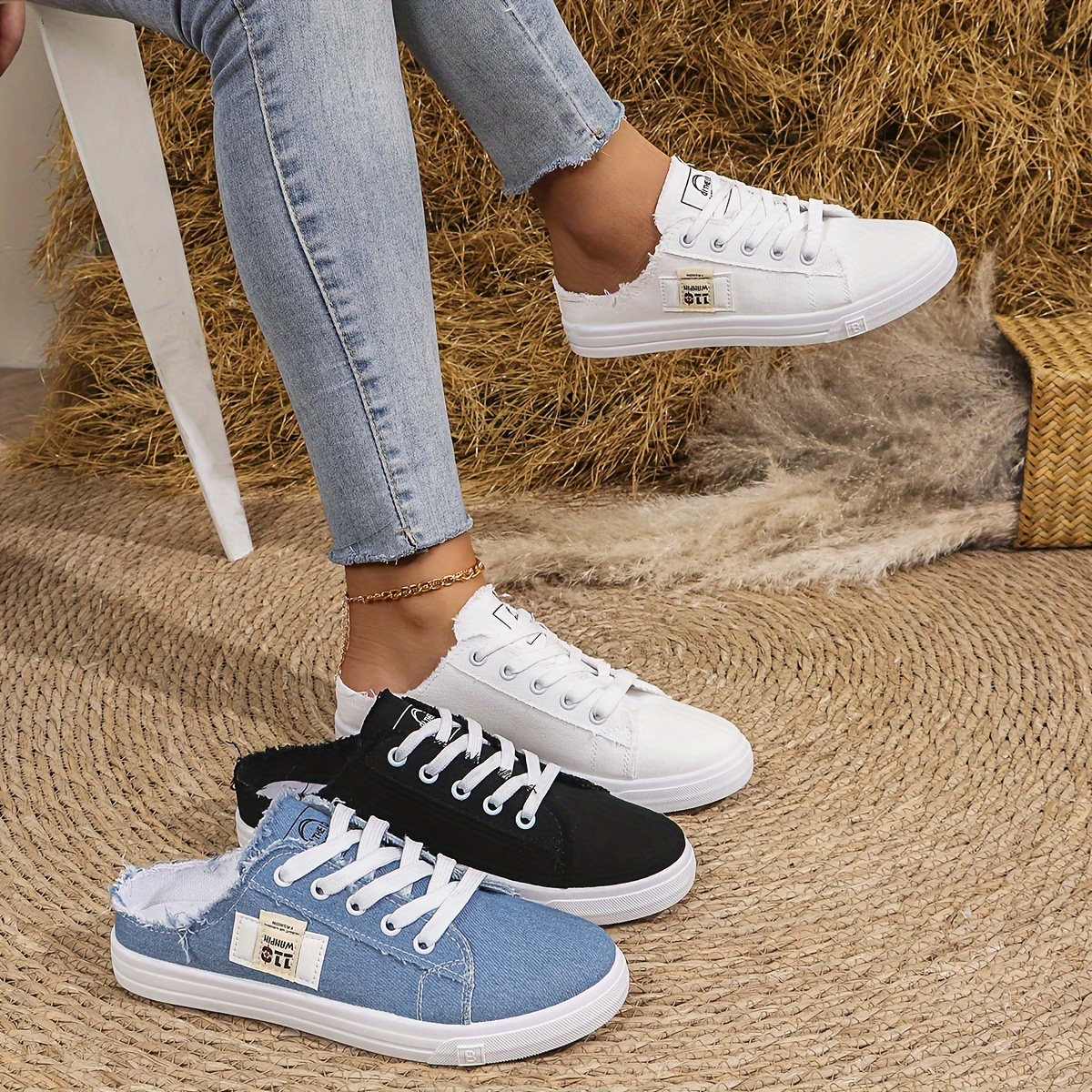 womens slip skate sneakers non slip durable lace casual Temu