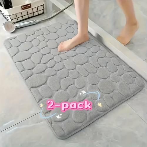 1 2 piece ultra soft memory foam bath mat non slip bathroom mat with pebble pattern quick drying slip resistant bathroom decor and showers suitable as mat for bathrooms and kitchens in multiple colors for gifting