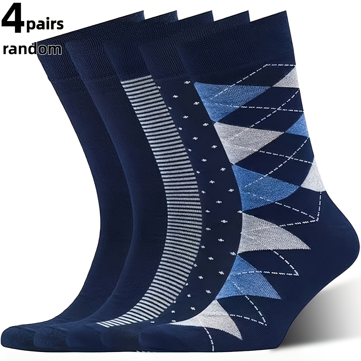 TEMU 4 Paires de Chaussettes Style Tendance Homme Femme, Chaudes et Douces, Couleurs Aléatoires, Respirantes et Confortables, Idéales pour , , ,