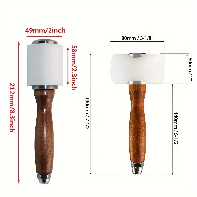 1pc Precision Leathercraft Hammer, Durable Nylon Head With Wooden Grip - Perfect For Quiet And Efficient Carving And Stamping Projects