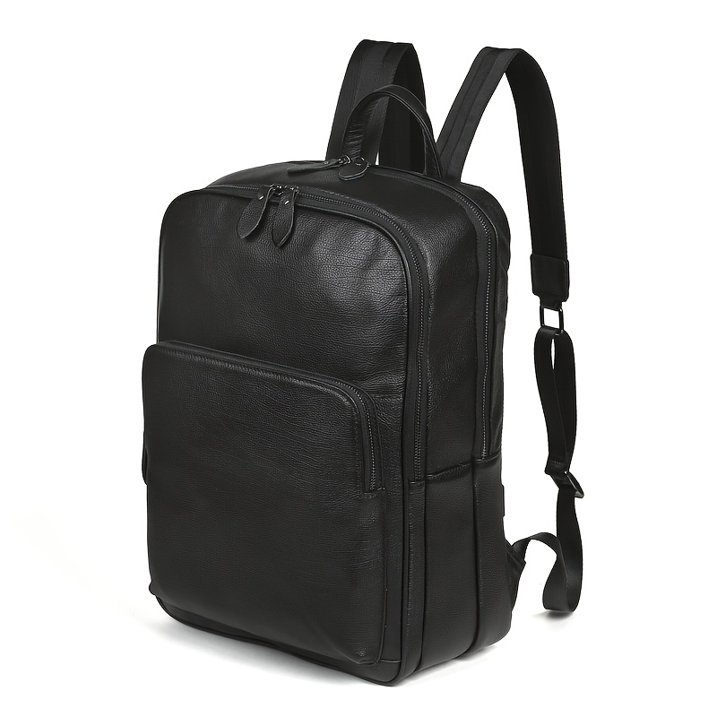 mochila de cuero auténtico para hombre - bolsa de portátil   compartimento para portátil de 15,6, bolsillo con cremallera frontal - mochila profesional y     para el  ,  , los viajes - construcción   de cuero de     - regalo ideal para hombres, artículos esenciales para  , diseño  , construcción  , profesionales de negocios 5