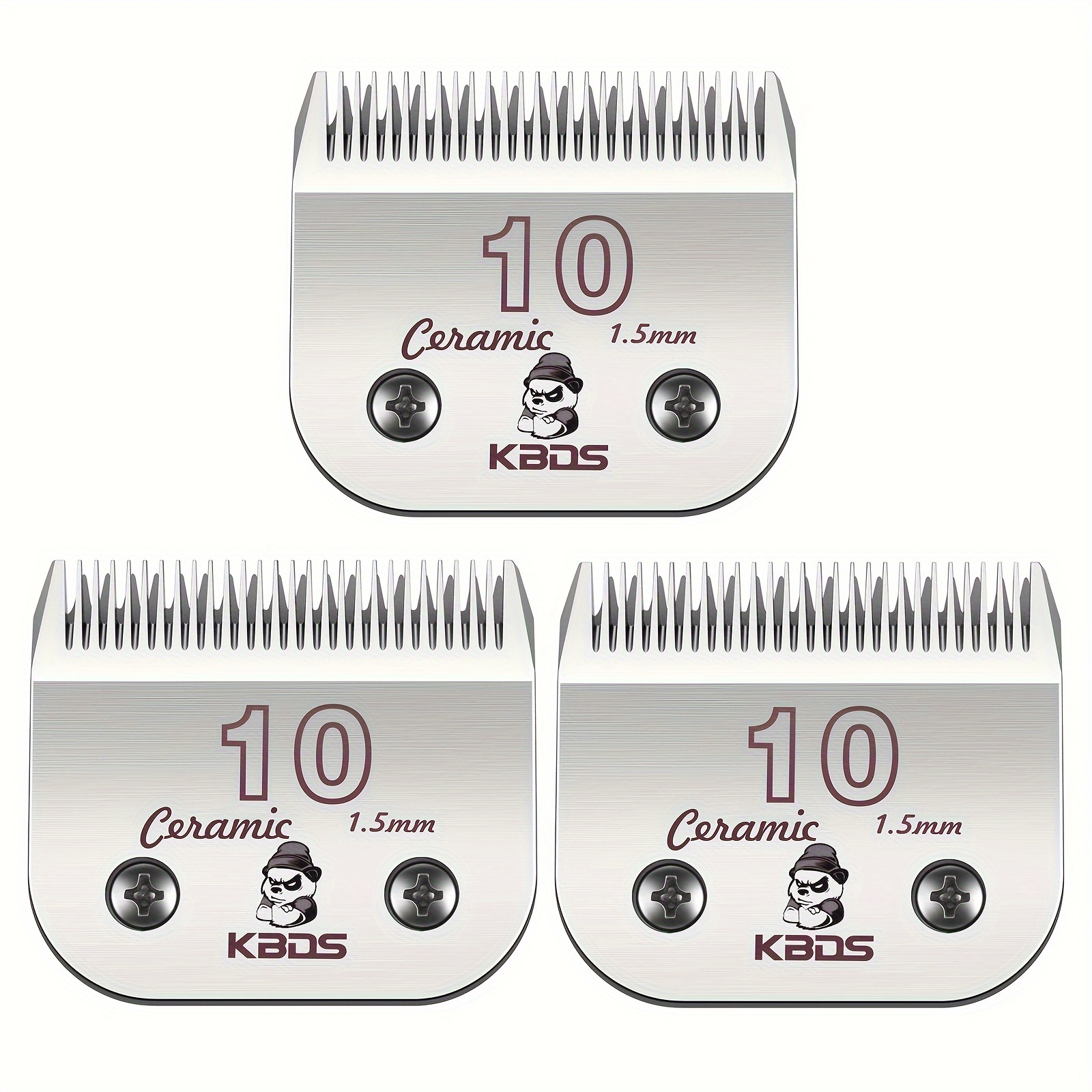 Image of Kbds 3 Pack 10#detachable Ceramic Pet Clipper , Compatible With Most , , Km Series A5 Clippers, 1/16" 1.5mm Cut Length