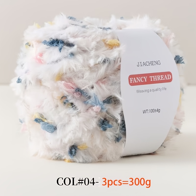 TEMU 300g/3pcs Of Soft Plush Yarn Resembling Faux Fur, Thickened And Widened For Knitting. This Handmade Crafting Material Is Suitable For Oversized