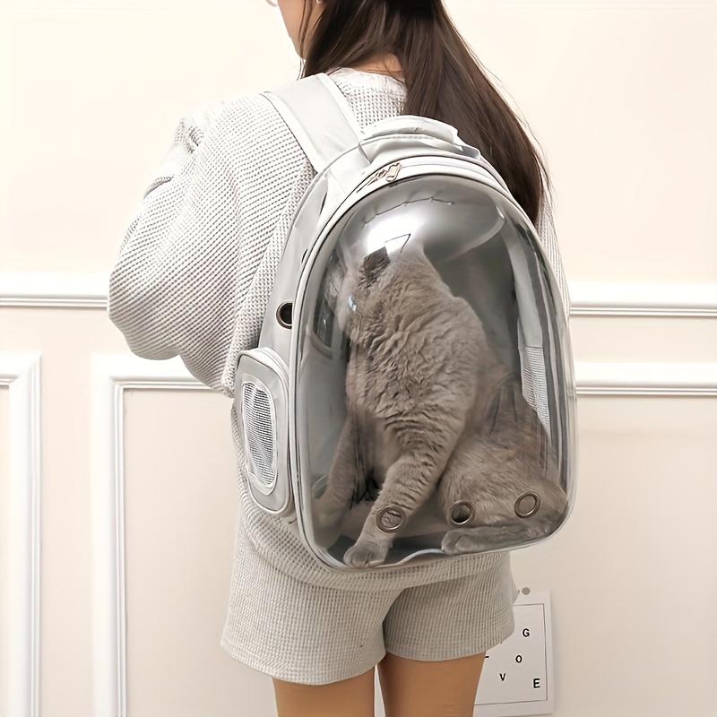 Grand Sac à Transport pour Chat Transparent, Respirant en Matériau PC  Durable avec Fermeture Éclair Sécurisée et Bretelles Portables Sac de