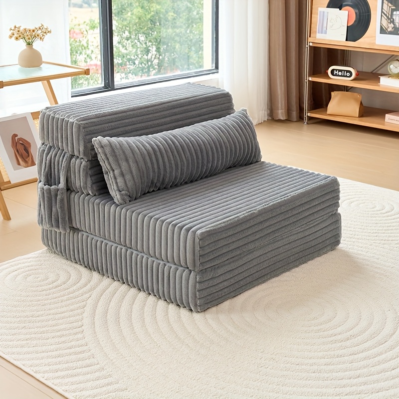 modern convertible sofa bed with memory foam cushion   pillow space saving folding recliner heavy duty frame no  