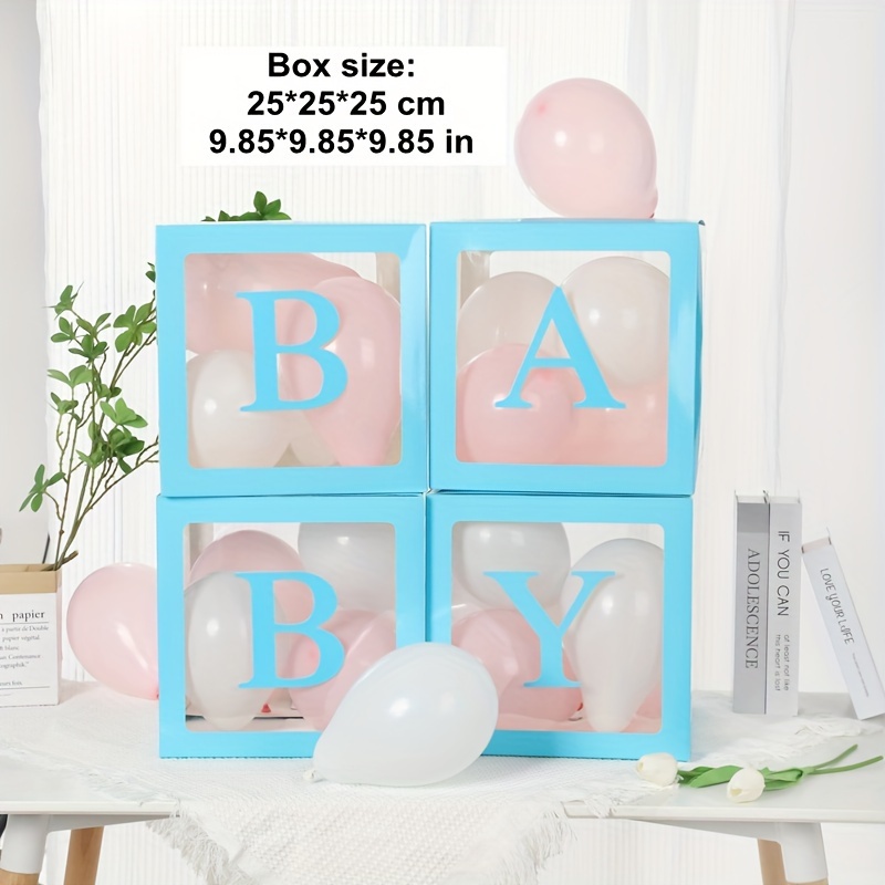 4 Boîtes à Ballons Baby Shower Transparentes Avec Lettres BABY - Décoration Réutilisable - Garçon/Fille