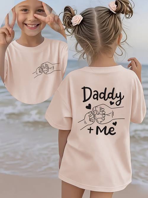 summer fashion girls short sleeve t shirt daddy me bump and heart cartoon double sided versatile top ny dx4322