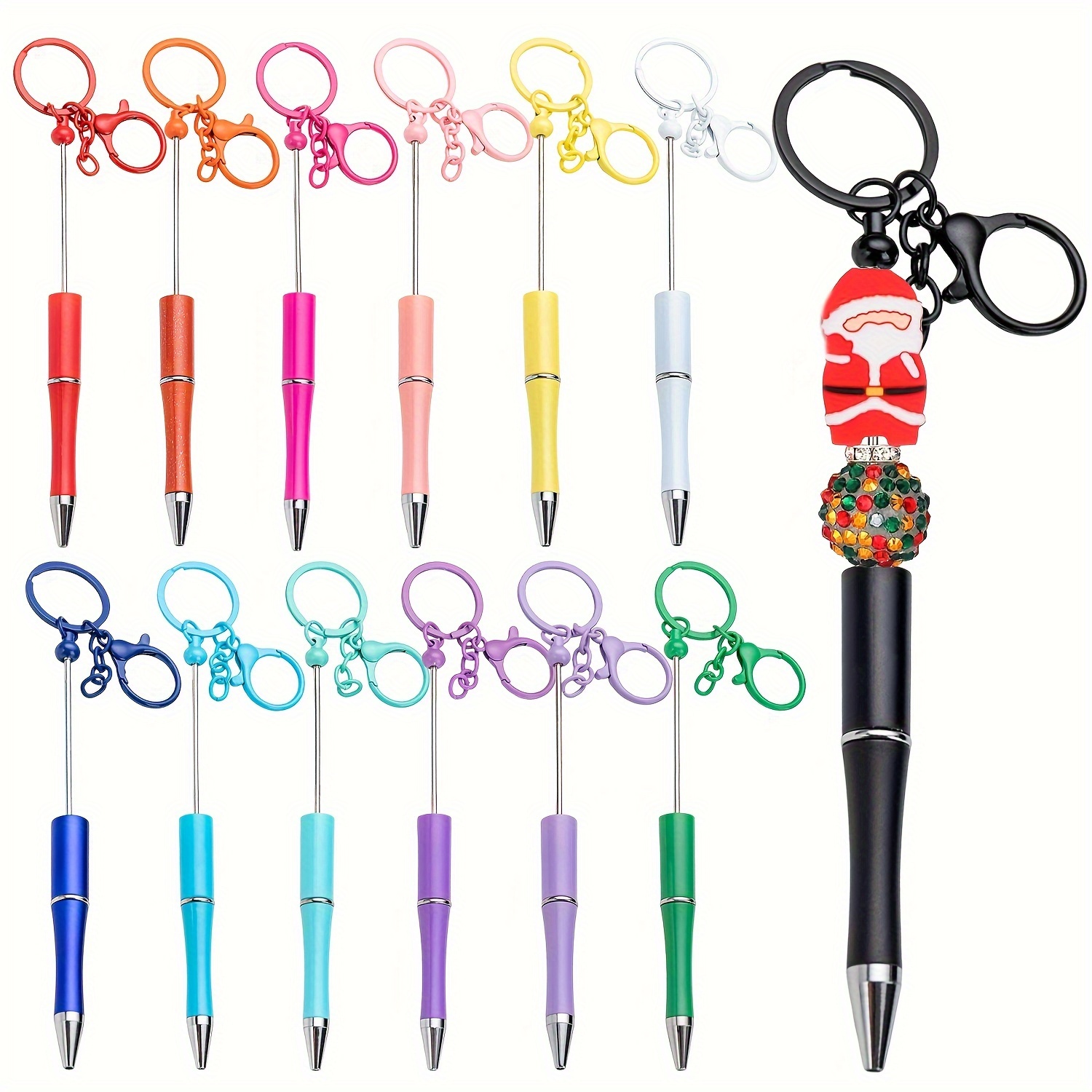 

13pcs 2-in-1 Beadable Keychain Pen Kit Bead Diy Blank Keychain Pens For School Office Christmas Gift Making Supplies