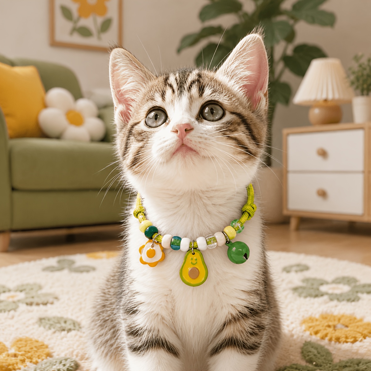 Cute Adjustable Cat Collar with Fruit Pendant