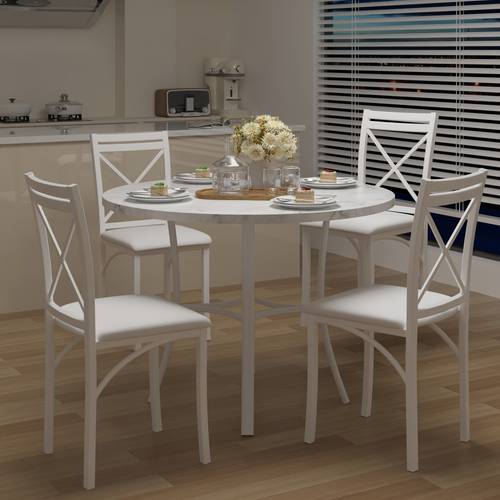 sold separately 36 inch round dining table 4pcs dining chair set dining table with metal frame suitable for dining rooms kitchens apartments and home use