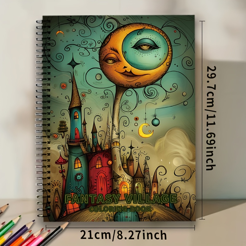 Image of 20-page Coloring Book With Hand-drawn Surreal Fairy-tale Houses, Thick A4 Paper Suitable For S &, Christmas/thanksgiving Gift For Coloring Enthusiasts - Mandala & Magical Scenes Book