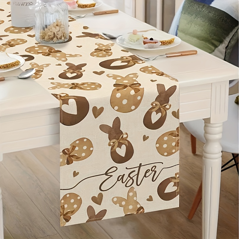 

1pc Rectangular Table - Easter & Egg , 100% Linen, , For Dining, Weddings, Parties, Decor, 13x48/13x72/13x108