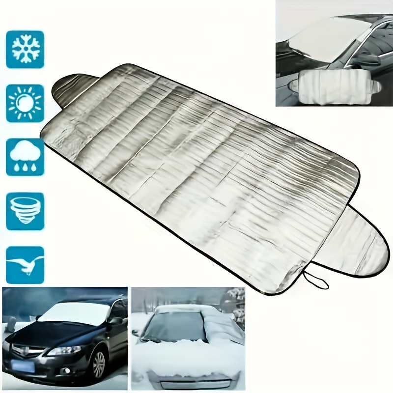 heavy duty all in   windshield cover with secure hook strap   dust rain frost protection fits most vehicles durable exterior car accessory for winter   use outdoor parking snow cover for car Product details 1