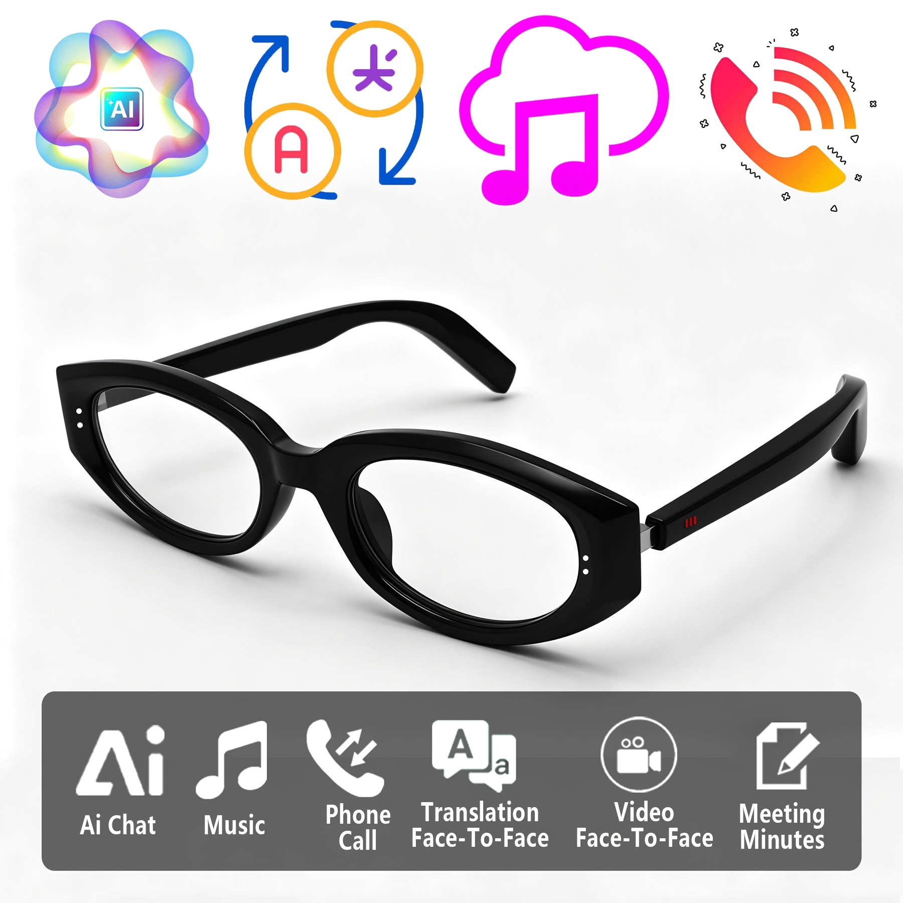 Image of Ai Smart Glasses, Smart Glasses With 100+ Languages Real-time Translation Support, System, New Multi- Glasses For Men And Women, Built-in Microphone And Speaker, Calls And Hifi Music Quality, Music