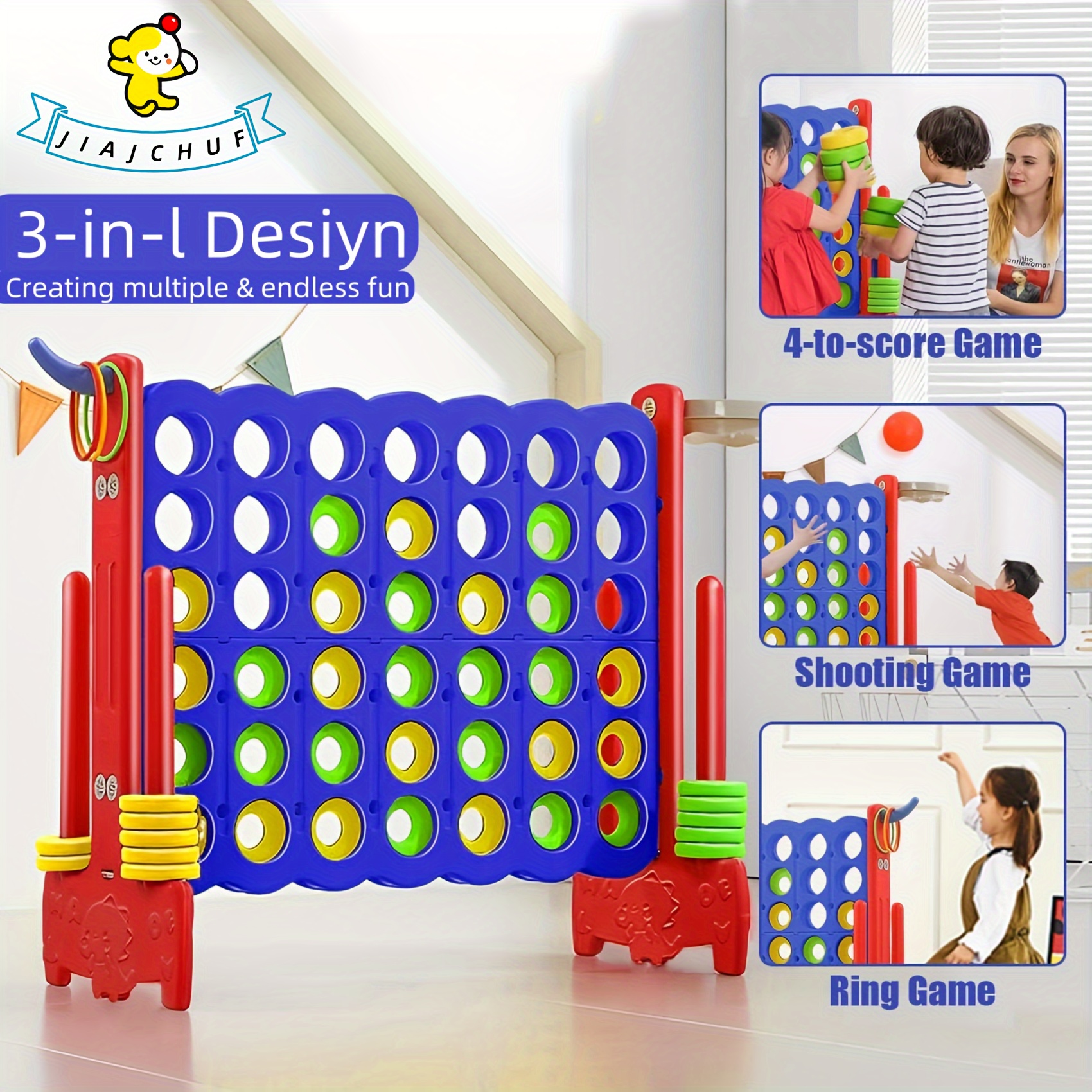 

Giant 3-in-1 Game Board 4-point Mega Game/basketball Hoop, Throwing Ring Easy To Install Christmas, Gift