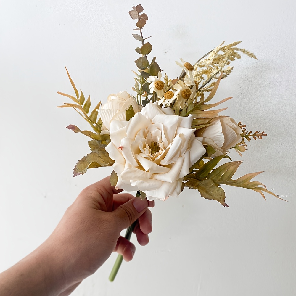 TEMU Un Artificielles Vintage Têtes de Fleurs de 9 cm pour la Décoration de , de , à Manger, de , de la Table, Vase d'Intérieur, Bouquets de Mariage,