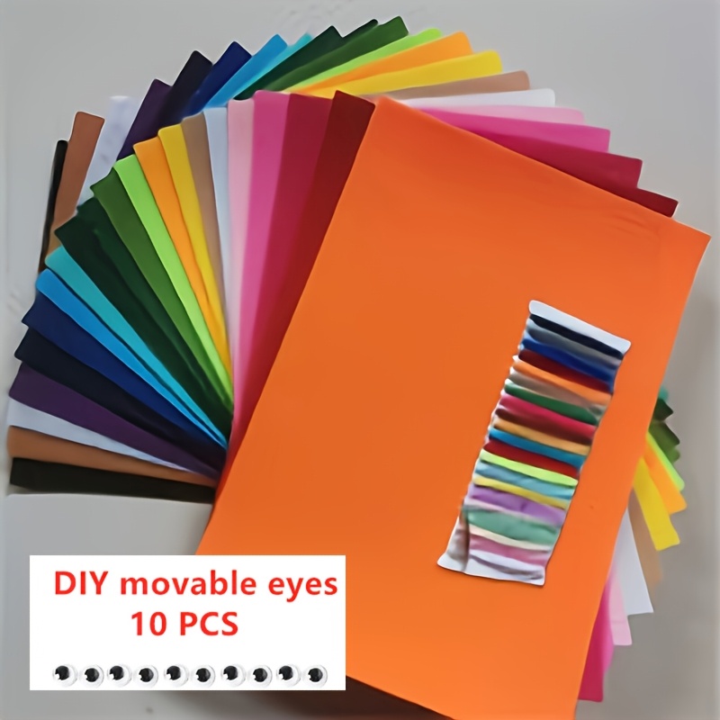 TEMU 20 Couleurs 20Cm X 30Cm Feutre Tissu Non-Tissé et Vibrant, avec 10pcs Yeux Mobiles et 21 Couleurs de Cartons à Aiguille et à Fil, Combinaison