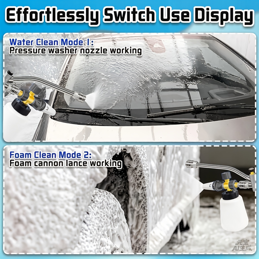 4000PSI High-Pressure Foam Cannon – Dual Nozzle, 1/4" Quick Connect, Stainless Steel