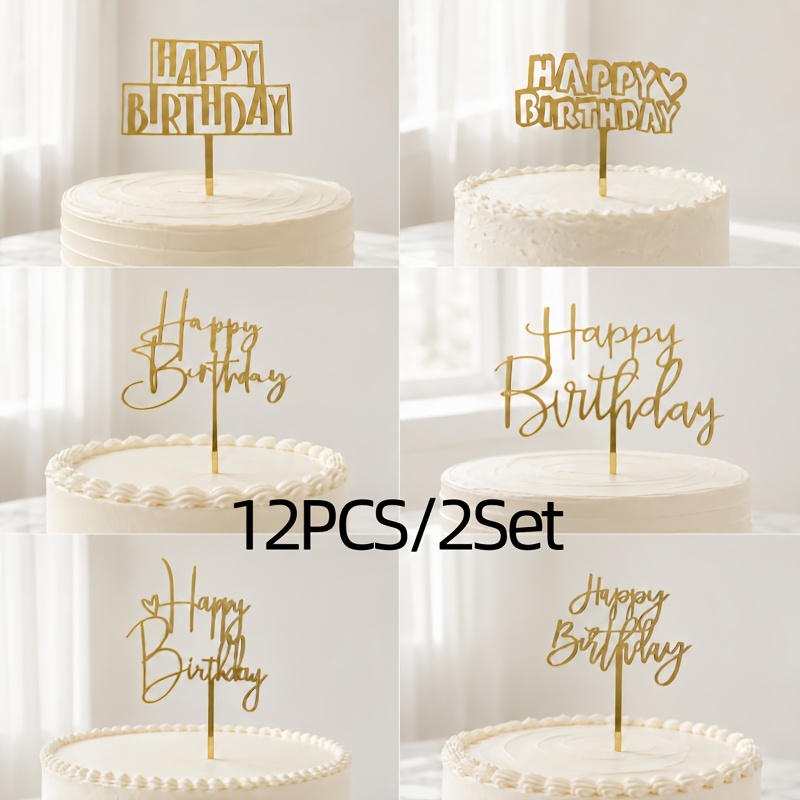 TEMU Paquete de 6/12 Púas Decorativas Acrílicas para Pastel de , Adorno para Pastel para de , Suministros de Decoración para Mesa de Postres,