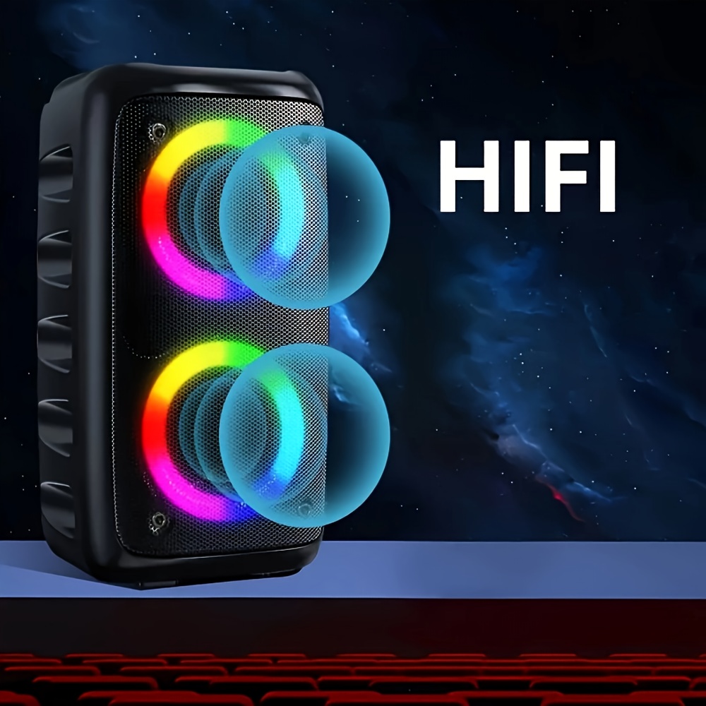 Boombox Wireless Speaker with Subwoofer and RGB Lights