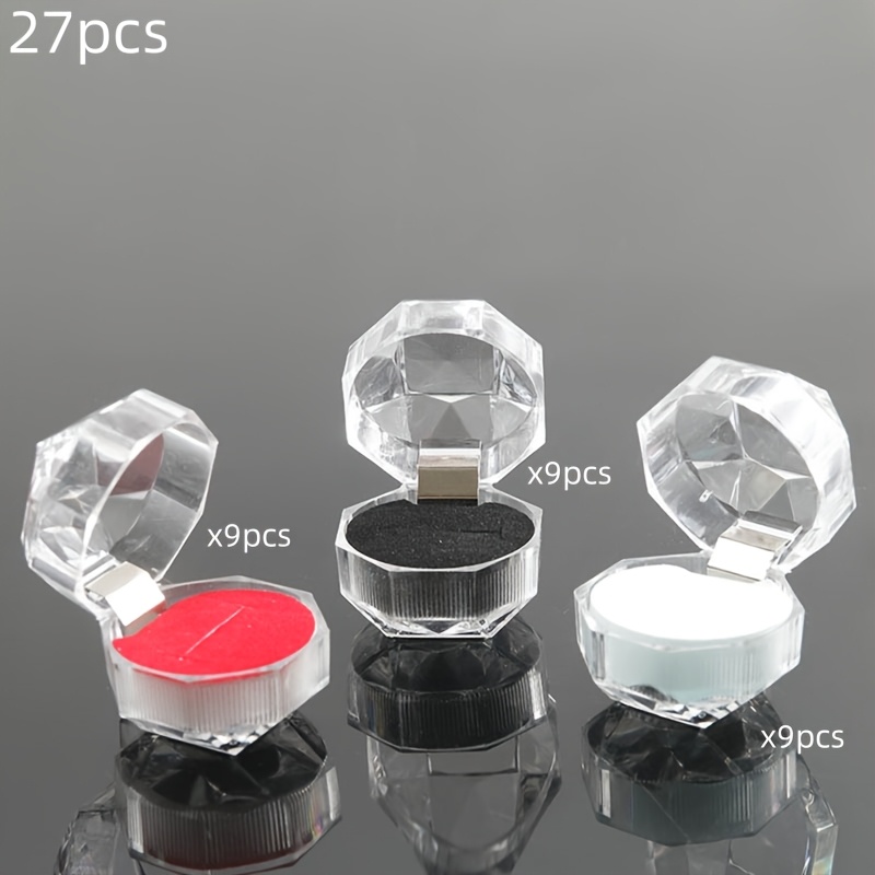 27pcs Crystal Clear Acrylic Jewelry Gift Boxes with Foam Insert