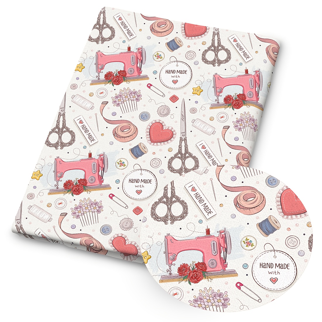 TEMU 1 pièce de tissu imprimé sur le thème de la couture - Taille : 59 X 19,68 pouces (150 X 50 cm), avec des colorés d'outils de couture, idéal pour