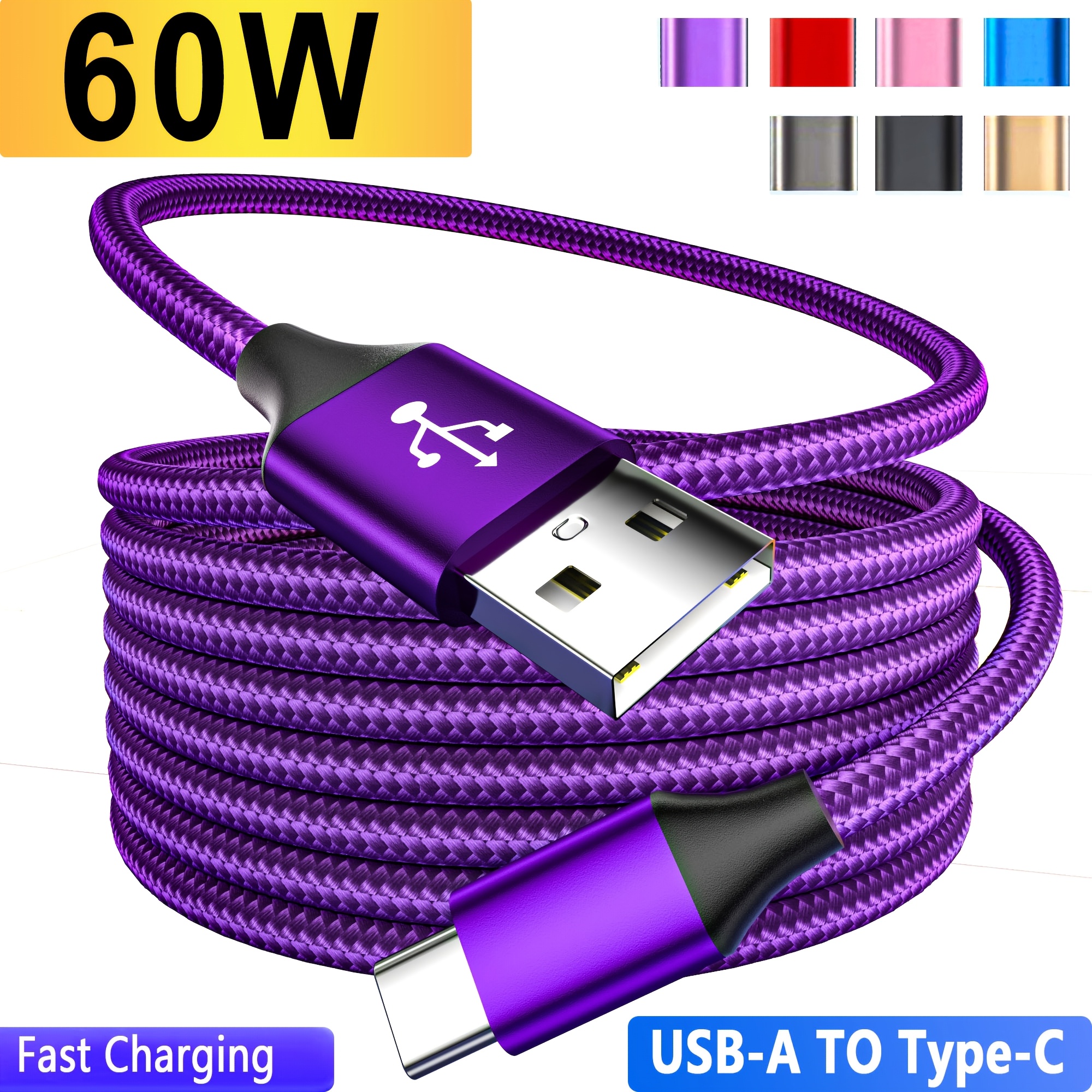 usb c fast charge data cable 60w high quality pure   3 3ft 6 6ft support 2 0 data transmission up to 480mbps transmission compatible with xiaomi huawei samsung   vivo oppo infinixnote and other   devices