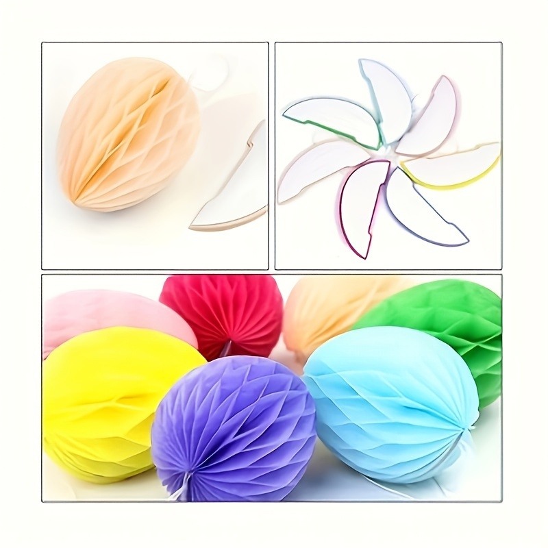 Image of 7- Oval Paper Honeycomb Eggs, Multi-occasion Hanging Decor For Easter, Christmas, Halloween, Thanksgiving - Ornaments For Home & Window Display
