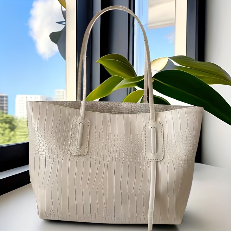 

Fashionable Large Capacity Tote Bag, Versatile & Stylish Single Shoulder Pu Bag, Chic Urban Accessory