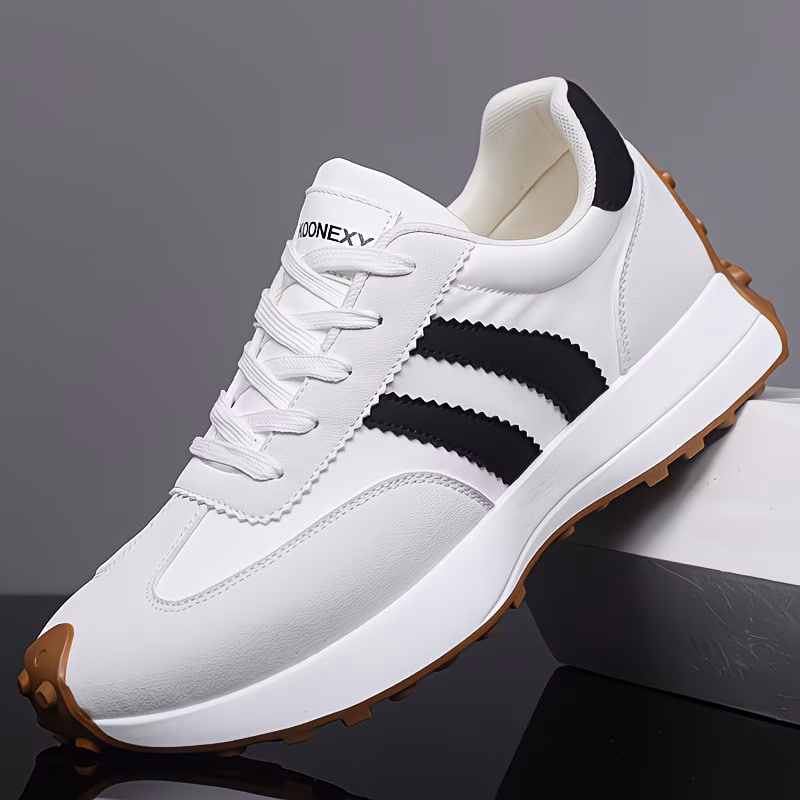 baskets chaussures de skate pour hommes chaussures de confortables lacets et rayures tendance v tements toutes design bas bout rond semelle en pvc marque koonexy chaussures pour hommes blanc cn39 eu39 11