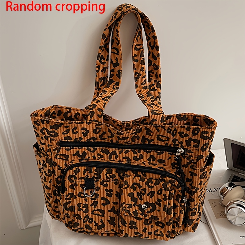 new corduroy fashion vintage style leopard print large - Temu