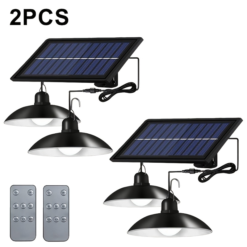TEMU 1/2 Set, Outdoor Solar Ceiling Lamp. Dual-head Split-type Ceiling Lamp, Remote Control, Ip65. 3 Lighting . Suitable For Garden, Garage, Terrace,
