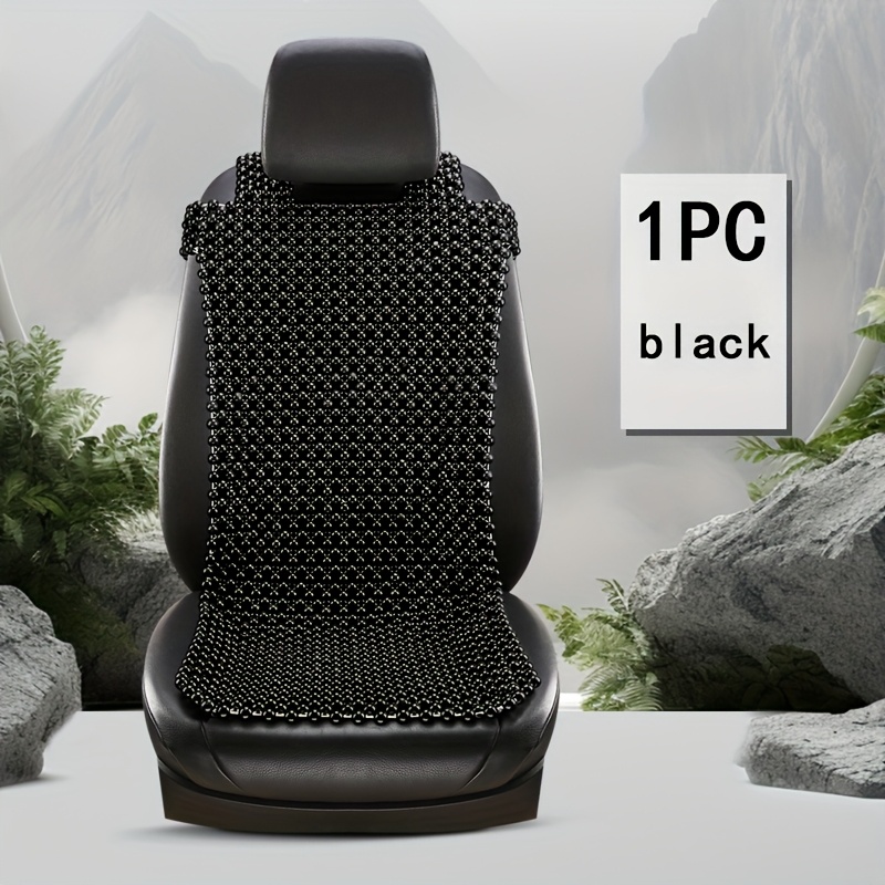 TEMU 1pc de Asiento de Coche de Una con Cuentas de Madera, Tapete Transpirable y para Verano, Cojín Ventilado con Cuentas para Asiento Individual