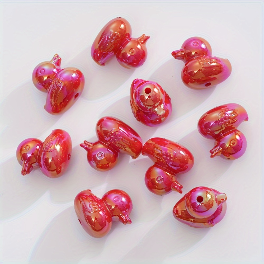 10pcs 22.5mm Three-dimensional Duck Pattern Pendants, With Vertical Holes, Suitable For Bracelets And Keychains DIY Making