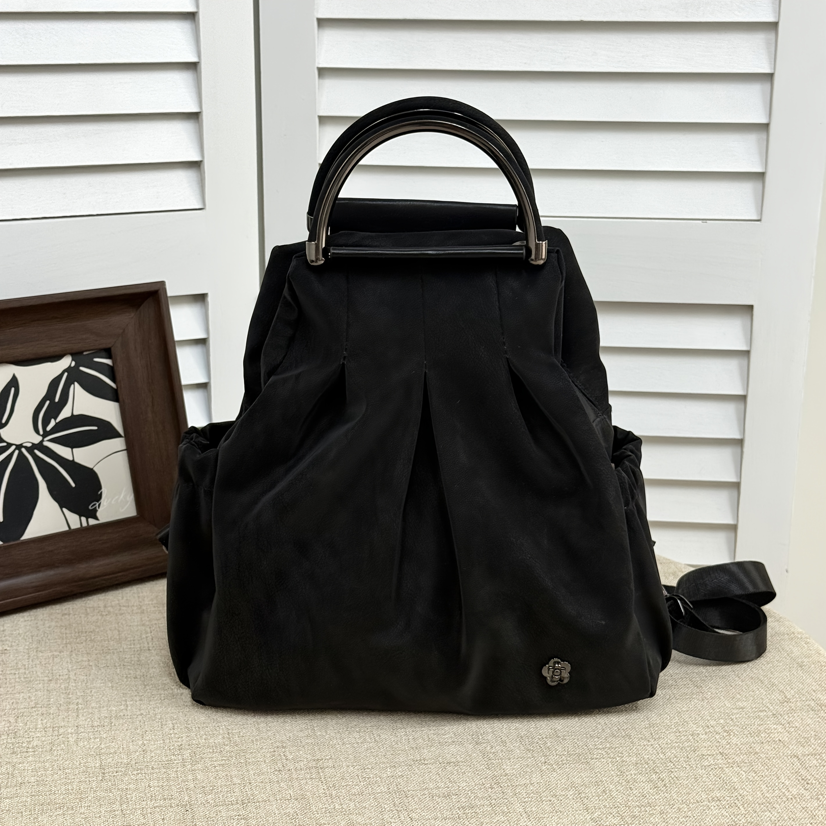 TEMU Kingant Women's Japanese Vintage Backpack - Large Capacity Convertible Crossbody/chest Bag With Detachable Strap, Pleated & Zipper Closure,