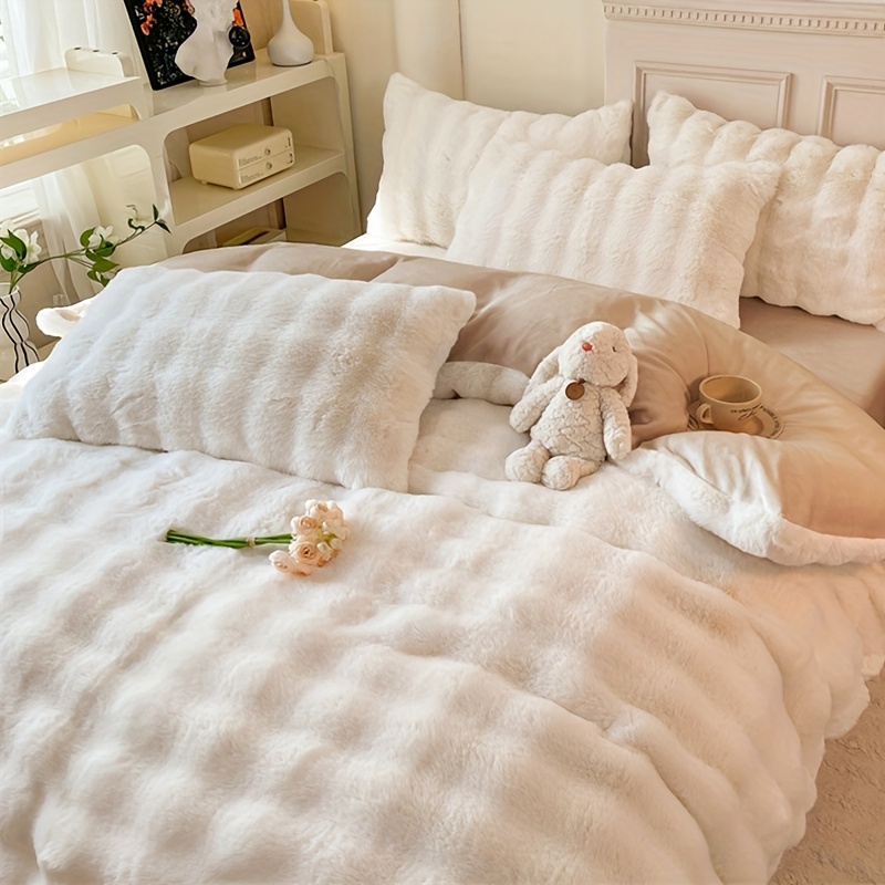 3pièces set 1 housse couette en peluche lapin + 2 - Temu France