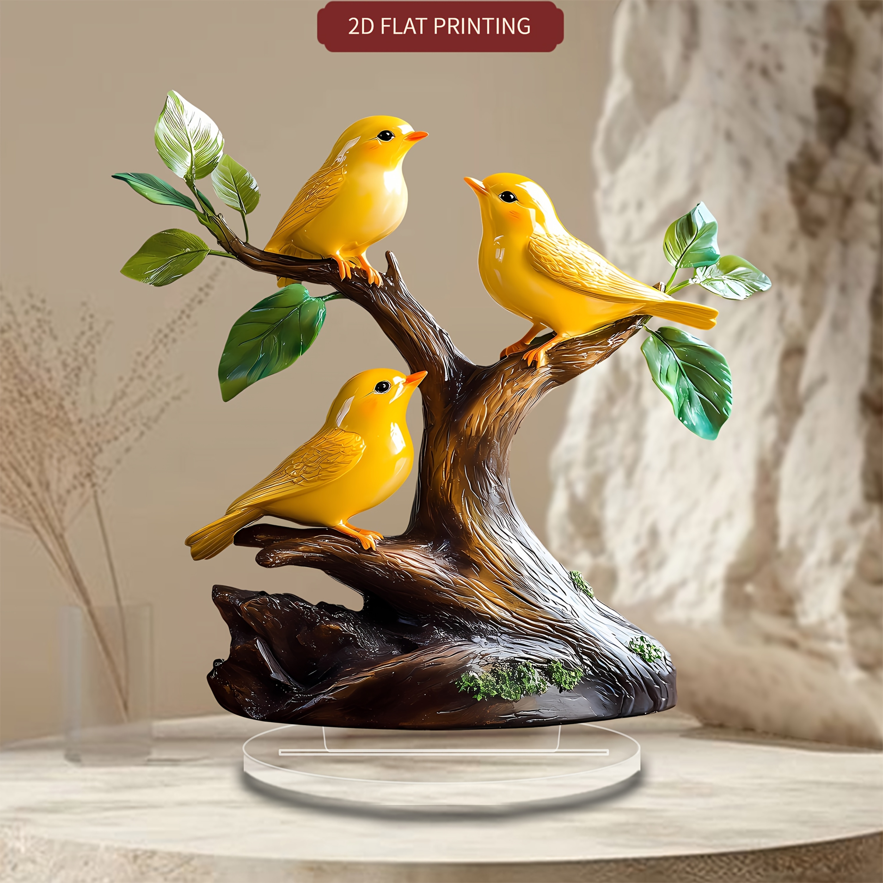 

2d Flat 1 Bohemian Style 2d Acrylic Desktop Decoration, Multifunctional Bird Theme Flat Art Sculpture Ornament, Suitable For Home, Office, Cafe - Textless Bird Statue