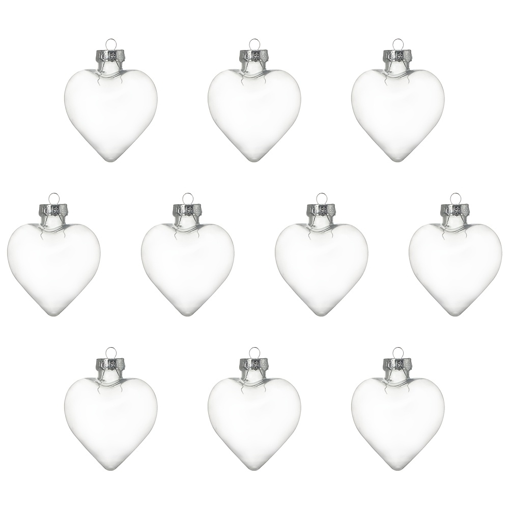 TEMU 5/10pcs, Clear Plastic Heart Shape Baubles Ornaments With Lid Valentine's Day Wedding Christmas Decoration, Holiday Decor, Festive Ornaments, ,