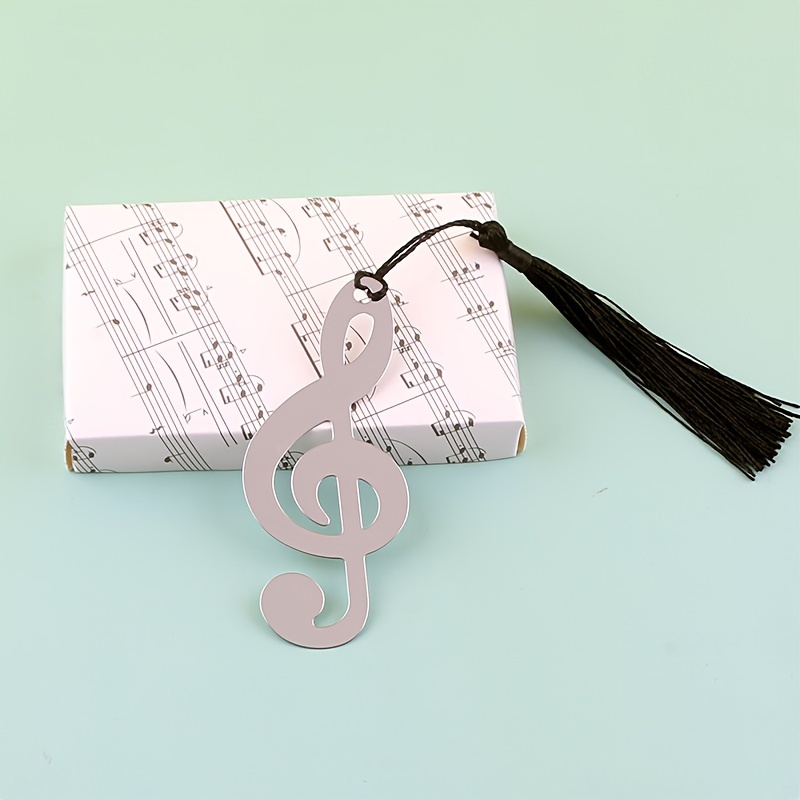 

Black Stainless Steel Musical Note Tassel Bookmark - Elegant Office Accessory