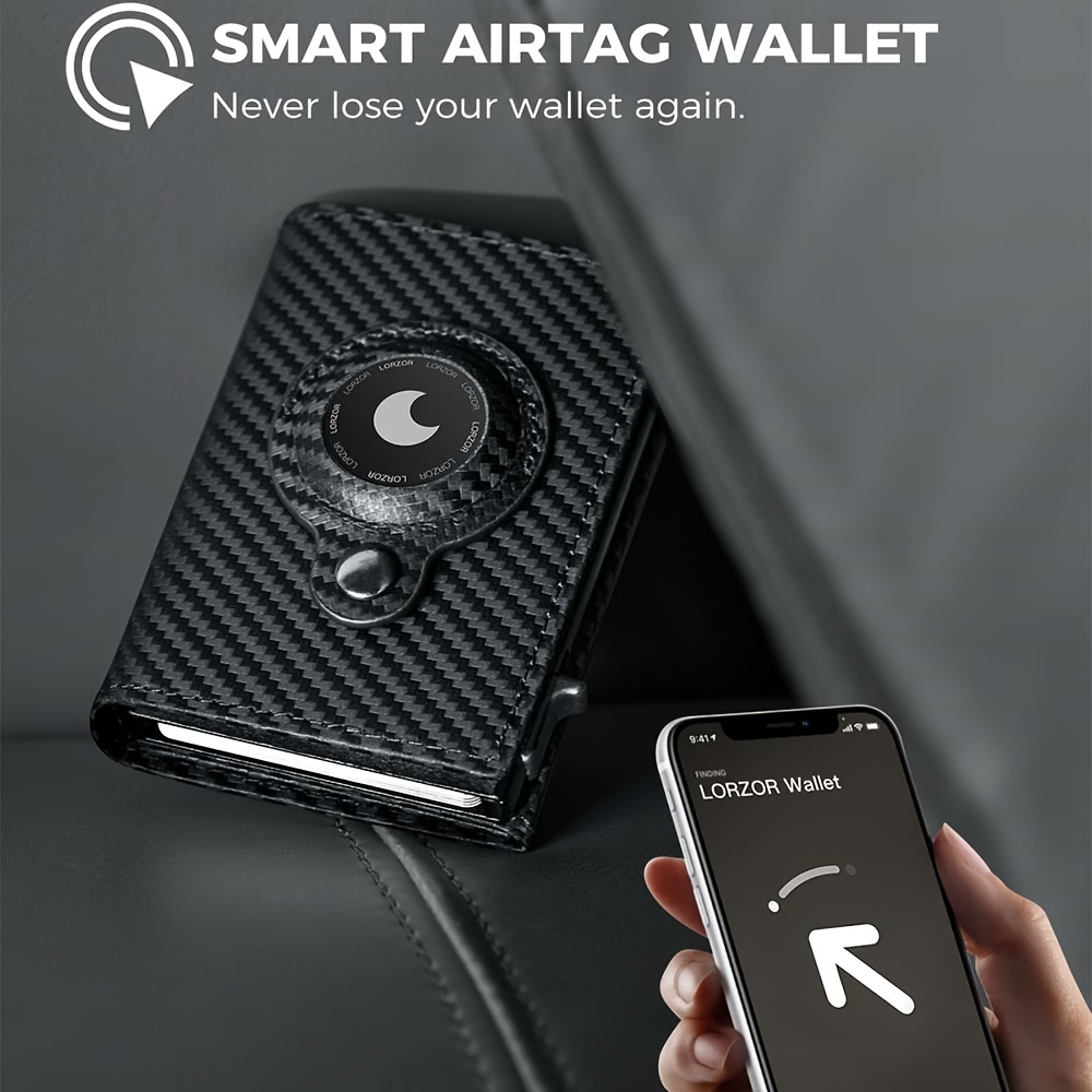 

Rfid Blocking - Carbon Fiber Modern Mens Airtag Wallet - Minimalist Pop Up Smart Wallet For Men (airtag Not Included)