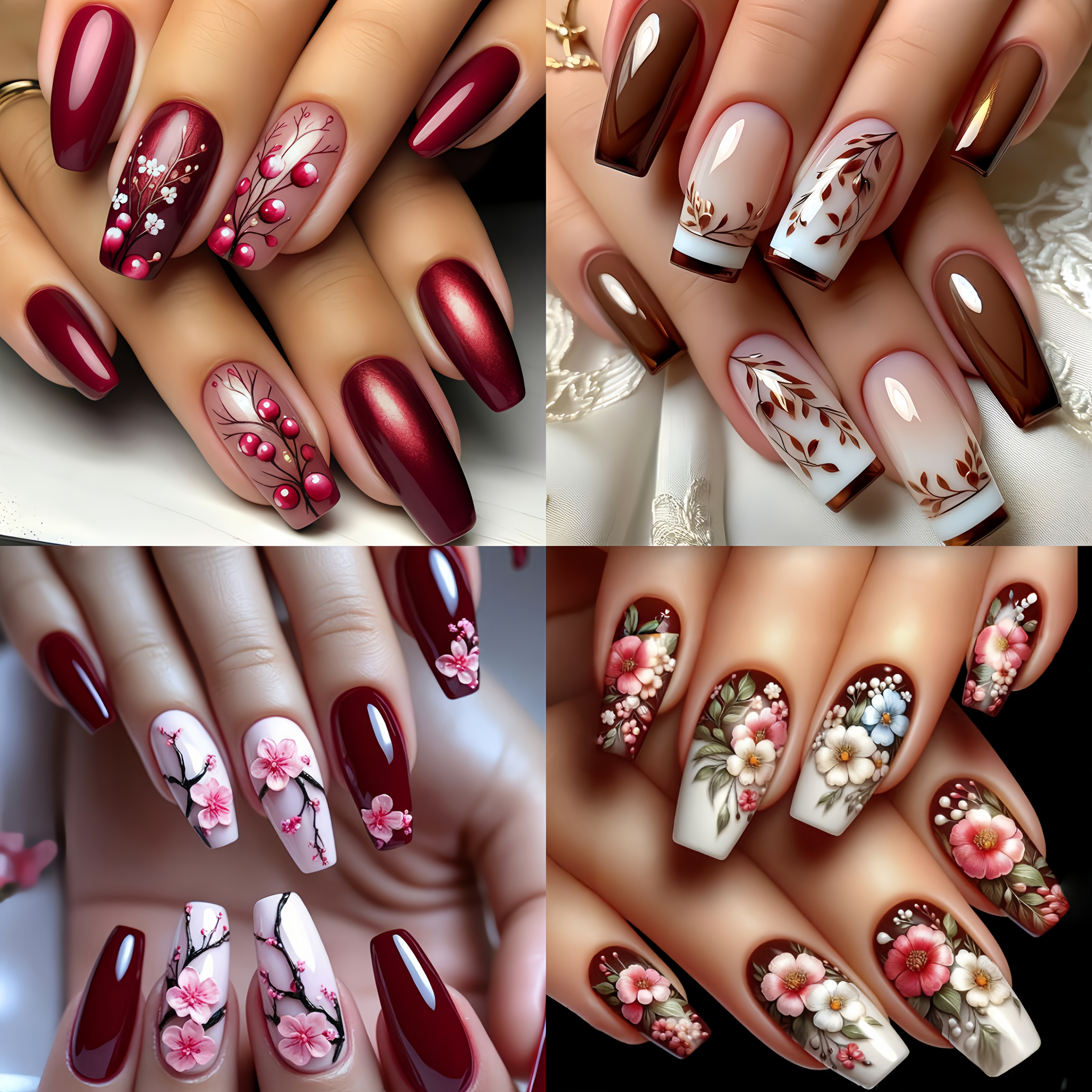 TEMU 96pcs Press-on French Style False Nail Set, Medium-length European Square Floral Nail Stickers, Mixed Nail Art, French Style Nails, High-quality Nail Stickers For Women