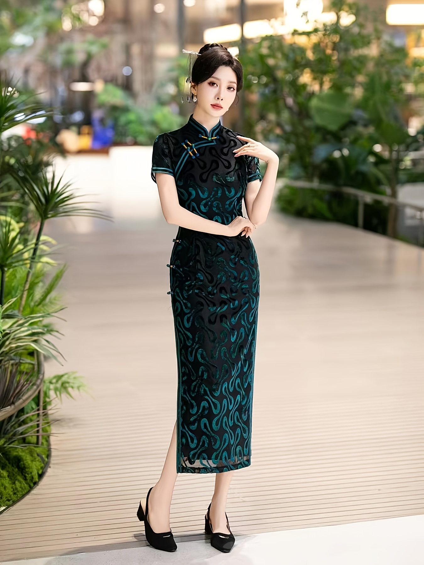 plus size chinese qipao an elegant formal casual outfit - Temu Japan