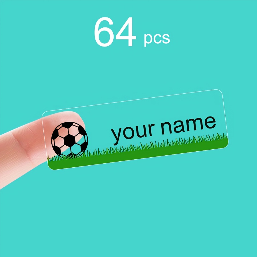 Football Pattern Transparent Name Stickers | Back To Preparation, Universal For Water Cup, Stationery Set, Pencil Box, Textbook Cover, Lunch Box, Marking
