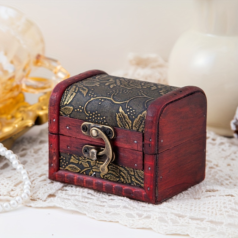 

Vintage-style Leather Jewelry Organizer Box With Hook Closure - Multipurpose Wooden Storage Case For Accessories,